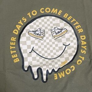 Kids Olive Green T-Shirt with Smiley Graphic